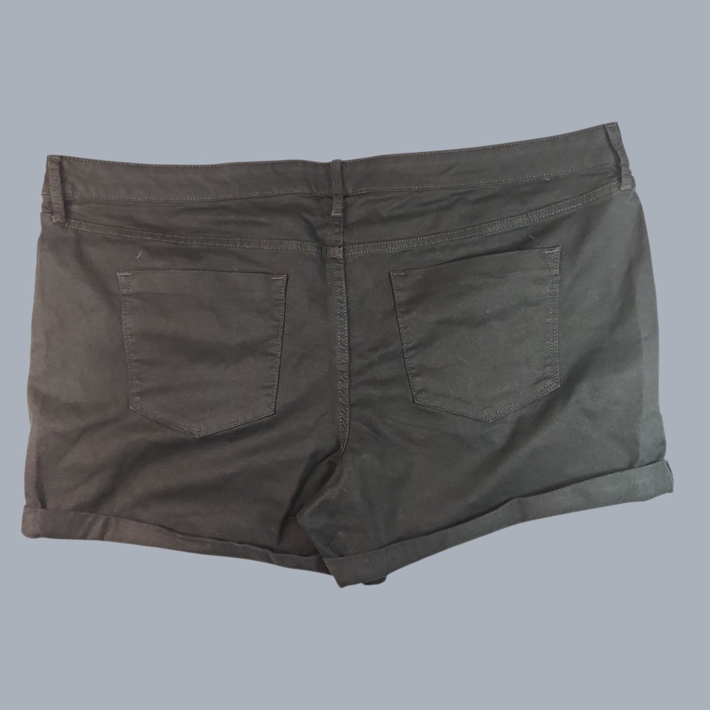Mossimo Denim Shorts Women's 24W Black Mid Rise Midi Super Stretch Cuffed NWOT - Picture 2 of 5